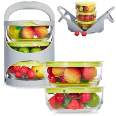 MINARI - Set de 3 Tápers de Vidrio Recipientes Hermético Apilable W43