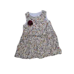 GENERICO - VESTIDO DE CHALIS FLOREADO PARA NIÑA - BEBE MOSTAZA