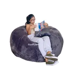 GENERICO - Puff Gigante Gris Oscuro 130 Kg Felpa