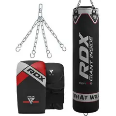 RDX - SACO DE BOXEO (sin relleno) SET 3 PIEZAS (saco,guantes,cadena) NEGRO-4FT.
