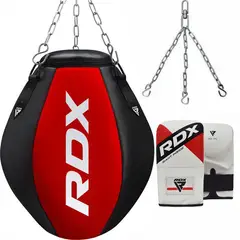 RDX - SACO DE BOXEO BOLA DE DEMOLICON SET 3 PIEZAS ROJO/NEGRO (sin relleno)