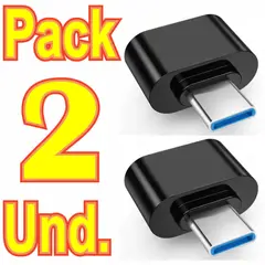 GENERICO - 2 Adaptador Otg Usb C A Usb Negro Conecta Mouse Teclado y más