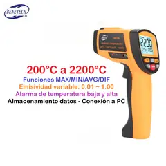BENETECH - Pirómetro Termómetro Infrarrojo Profesional - GM2200