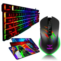 MICRONICS - Kit Gamer 3 en 1: Teclado Semimecanico + Mouse Gamer + PadMouse