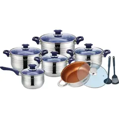 Reyna - Juego de ollas de acero 12 piezas chicharronera Criolla Blue