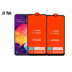 GENERICO - Pack X2 Micas Vidrio Templado 9H para Samsung A20 Borde Negro