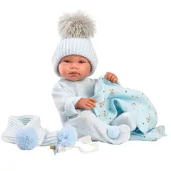 MUÑECAS REBORN - Muñeco Llorens Tino 43cm Toquilla Bambi Celeste