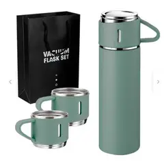 GENERICO - Set Termo Para Agua Caliente/fría + 3 Tazas 500 Ml Cafe Mate