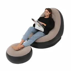 GENERICO - Sillon Puff Inflable con Posapies de Oficina Hogar Terraza Jardin