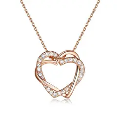 LA TIENDA 88 JOYAS Y ACCESORIOS - La Tienda 88 - Collar Mujer Corazón Entrelazado Bañado en Oro - Rosa