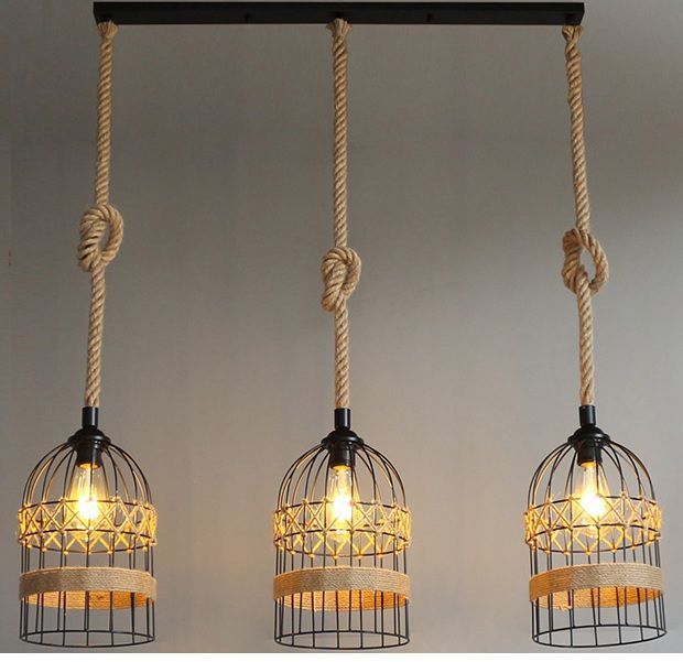 Lámpara colgante modelo jaula rustica incluyen focos