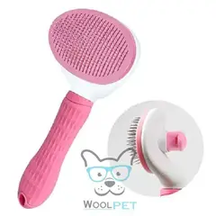 GENERICO - PEINE MASCOTA CON BOTON REMOVEDOR - ROSADO