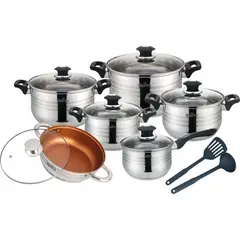 Reyna - Juego de ollas de acero 12 piezas chicharronera Criolla Black