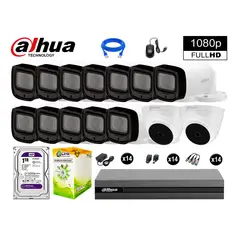 DAHUA - KIT 14 CÁMARAS SEGURIDAD FULLHD +1TB MAYOR ALCANCE VARIFOCAL