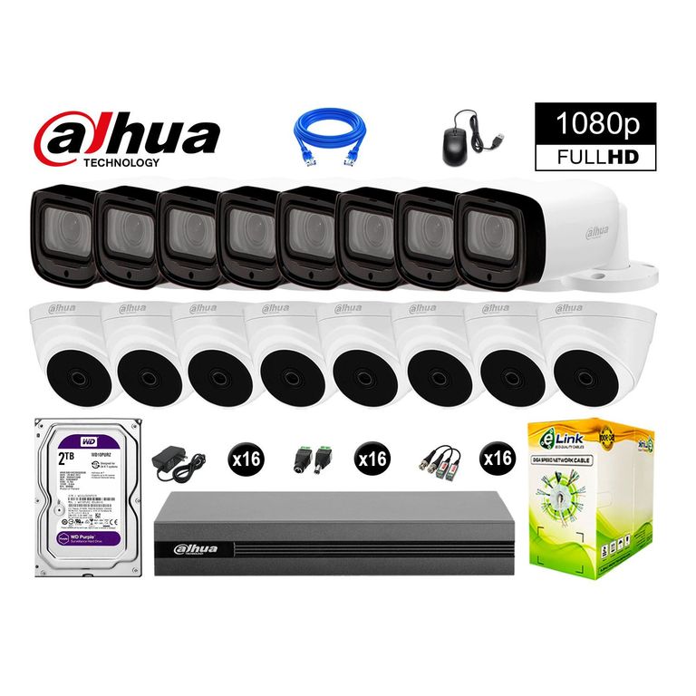 CÁMARAS SEGURIDAD KIT 16 1080P MAYOR ALCANCE VARIFOCAL +2TB
