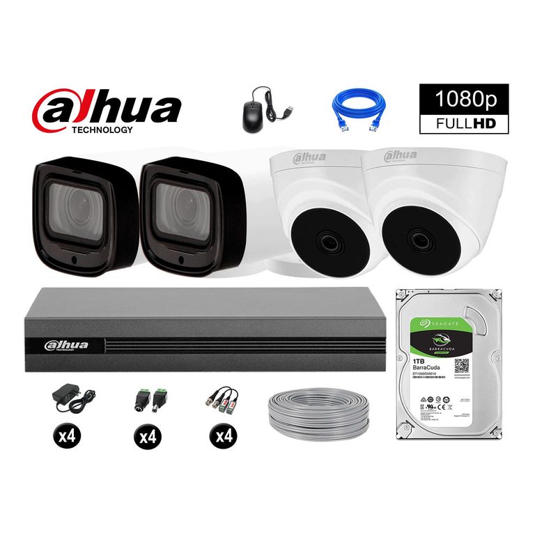CÁMARAS SEGURIDAD KIT 4 1080P MAYOR ALCANCE VARIFOCAL + 1TB