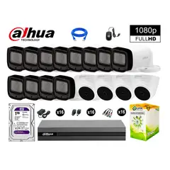 DAHUA - KIT 16 CÁMARAS SEGURIDAD FULLHD +1TB MAYOR ALCANCE VARIFOCAL
