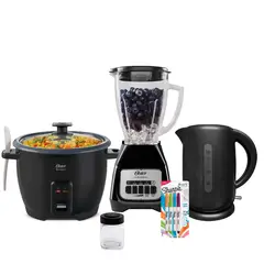OSTER - Kit Licuadora mas Olla arrocera mas Hervidor Negro