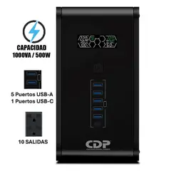 CDP - UPS R-SMART 1010I 1000VA 500W AUTONOMÍA 30MIN INTERACTIVO 10 TOMAS