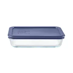 PYREX - Fuente Rectangular 750ml con tapa plastica - Azul - Sku24104