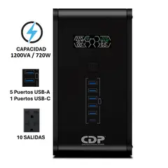 CDP - ESTABILIZADOR UPS R-SMART 1210I 1200VA / 720W 220V COLOR NEGRO