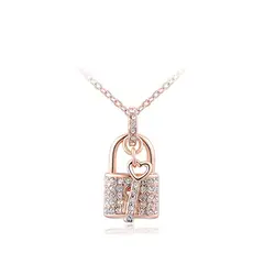 LA TIENDA 88 JOYAS Y ACCESORIOS - La Tienda 88 - Collar Mujer Candado De Amor Cristal Austriaco - Rosa