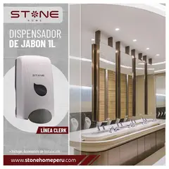 STONE - DISPENSADOR DE JABON LIQUIDO / GEL 1L BLANCO LINEA CLERK -