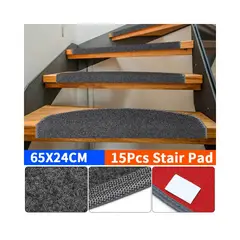 PUREPOWER - Alfombra Escalera Juego De 15 Alfombrillas Antidesliz-Gris oscuro