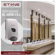 STONE - DISPENSADOR DE JABON LIQUIDO / GEL 1/2 L BLANCO LINEA CLERK -