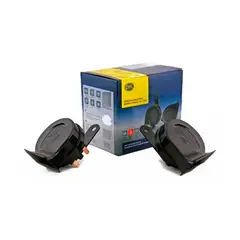 GENERICO - Claxon Caraco Hella Corneta Doble Tono Negro 12v Auto.