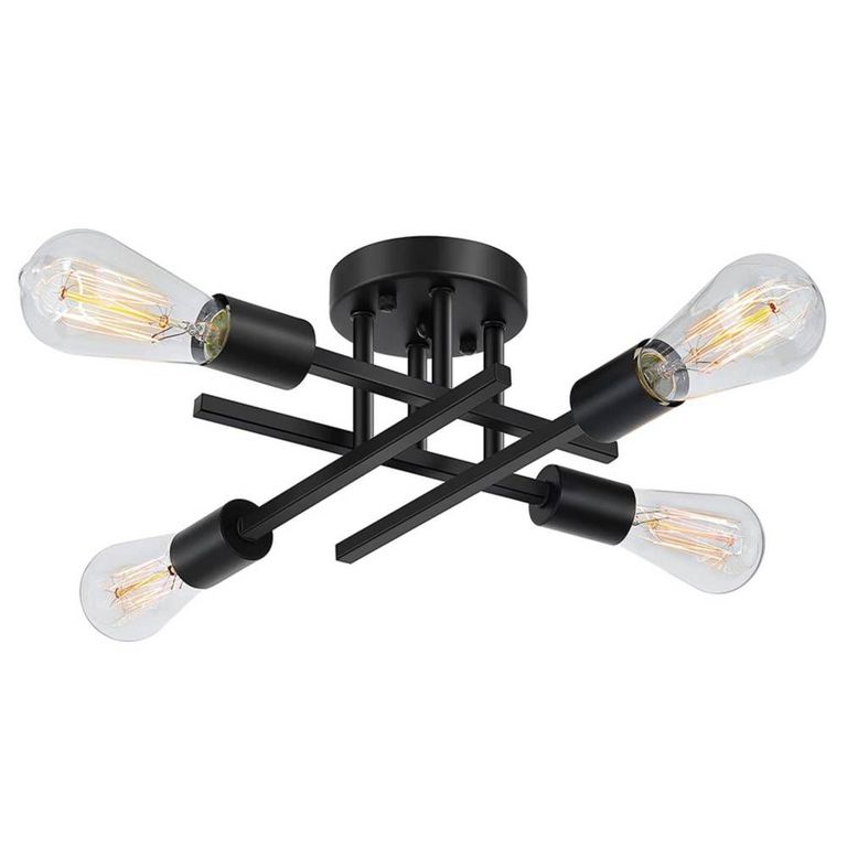 Lámpara de techo moderna metálica de 4 focos - Negro