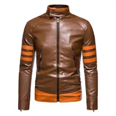 GENERICO - Chaqueta de cuero PU para Hombre- Marrón