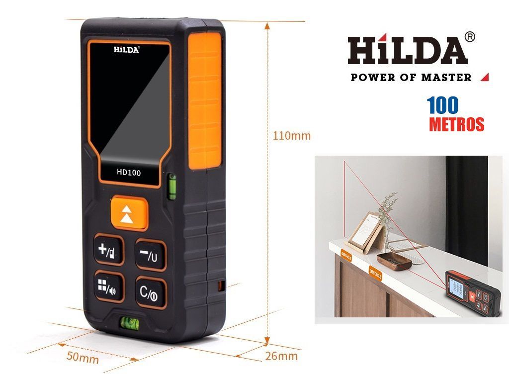 Medidor De Distancia Laser 100m Hilda Distanciómetro