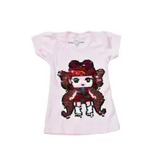 GENERICO - POLO NIÑA MANGA CORTA MUÑECA LOL LENTEJUELAS