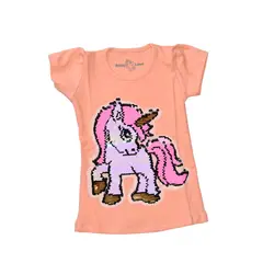 GENERICO - POLO NIÑA MANGA CORTA UNICORNIO LENTEJUELAS