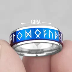 WATTACA - Anillo Vikingo Giratorio Runas para hombre Acero Quirúrgico