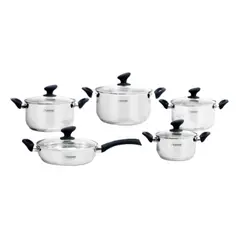 LUISSANT - Juego De Ollas Acero inoxidable 10 Piezas Marca Negro