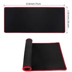 GENERICO - PAD MOUSE GAMER IMPERMEABLE 70 X 30 CM BORDE ROJO ANTIDESLIZANTE