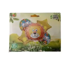 GENERICO - Set x 5 globos león safari animales fiesta de cumpleaños