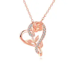 LA TIENDA 88 JOYAS Y ACCESORIOS - La Tienda 88 - Collar Mujer Rosa Bañado en Oro de 18k - Rosa