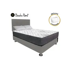 BARAKA HOME - Dormitorio Luton 2 Plz + 2 Almohadas - Gris Oscuro