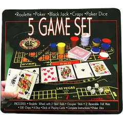 GENERICO - Juego de poker 5 en 1. Juego de cartas con ruleta