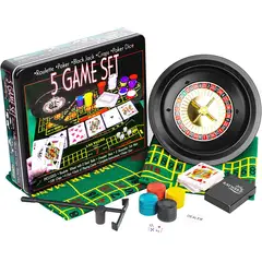 GENERICO - Juego de poker 5 en 1. Juego de cartas con ruleta