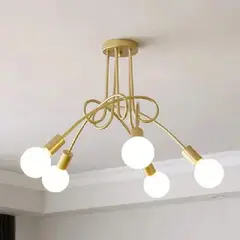 GENERICO - Lámpara colgante modelo araña color dorado - Incluye 6 focos