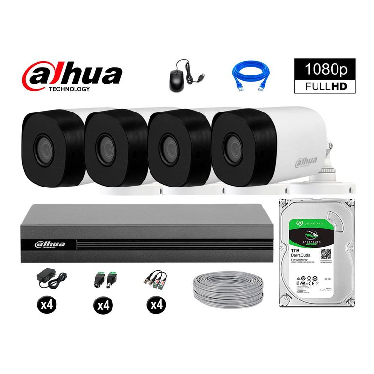 CÁMARAS DE SEGURIDAD EXTERIOR KIT 4 FULL HD 1080P + DISCO 1TB