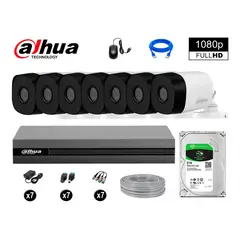 DAHUA - CÁMARAS DE SEGURIDAD EXTERIOR KIT 7 FULL HD 1080P + DISCO 2TB