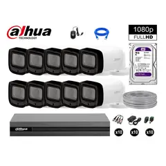 DAHUA - CÁMARAS SEGURIDAD EXTERIOR KIT 10 VARIFOCAL 1080P + DISCO 2TB WD