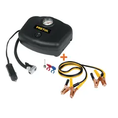 PRETUL - Compresor portátil para auto 12V +Cables pasa corriente 2 m