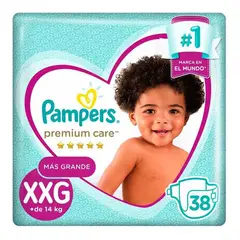 PAMPERS - Pañales Premium Care Talla XXG 38 unidades