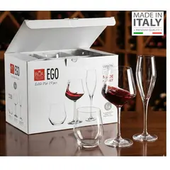 RCR - Set de Copas + Vasos 18 Piezas Modelo EGO - - 100% Hecho en Italia